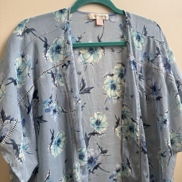 Band of Gypsies Anthropologie Long Kimono Cardigan Blue Sheer Sz XS/S - Picture 5 of 5